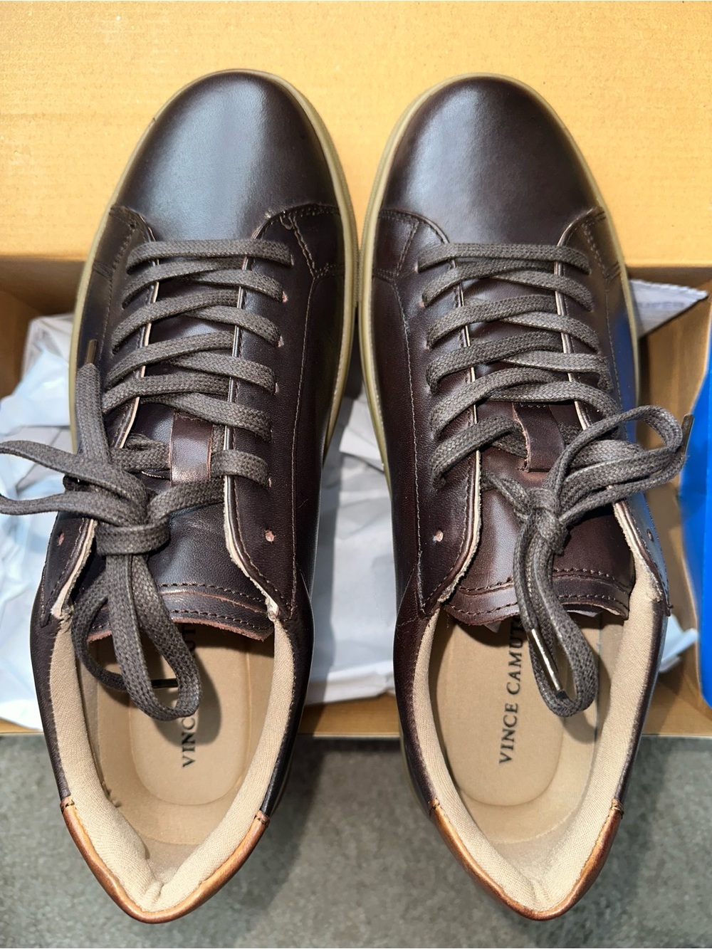 Classic Men's Dark Brown Leather Lace-Up Sneakers